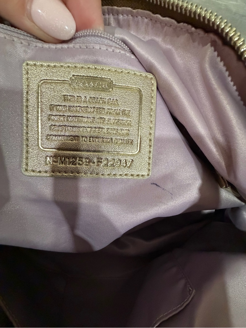 Coach Poppy Brown Signature Shoulder Tote with Gold Trim - Picture 13 of 14